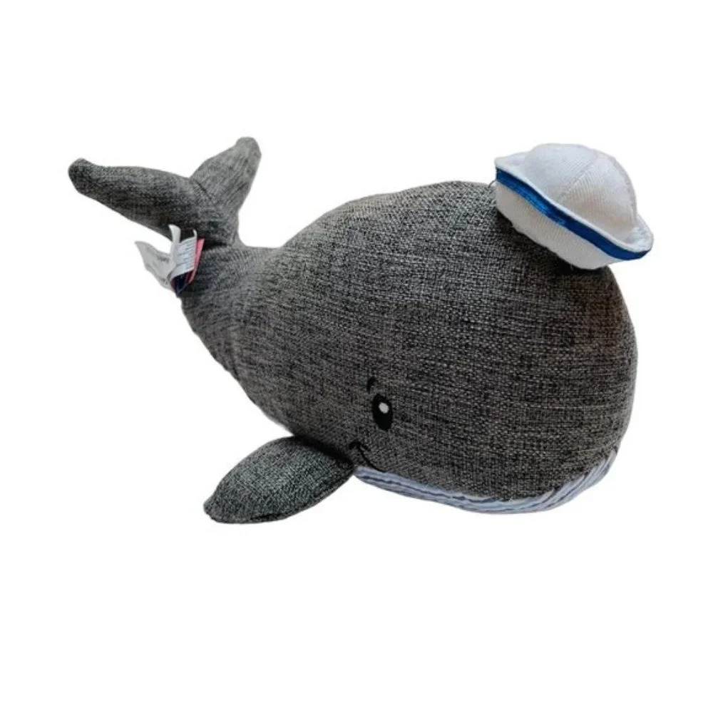 The Preppy Pelican William Whale Plush Stuffed Animal Hat Stripes Belly 9 Inch